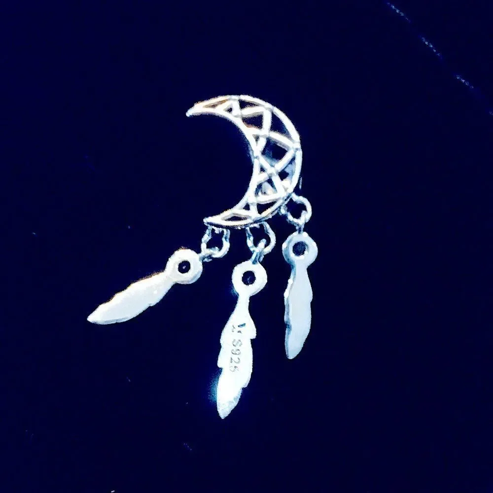 SILVER 925 MOON CATCH-DREAMERS WITH SEMIPRECIOUS STONES CHARM